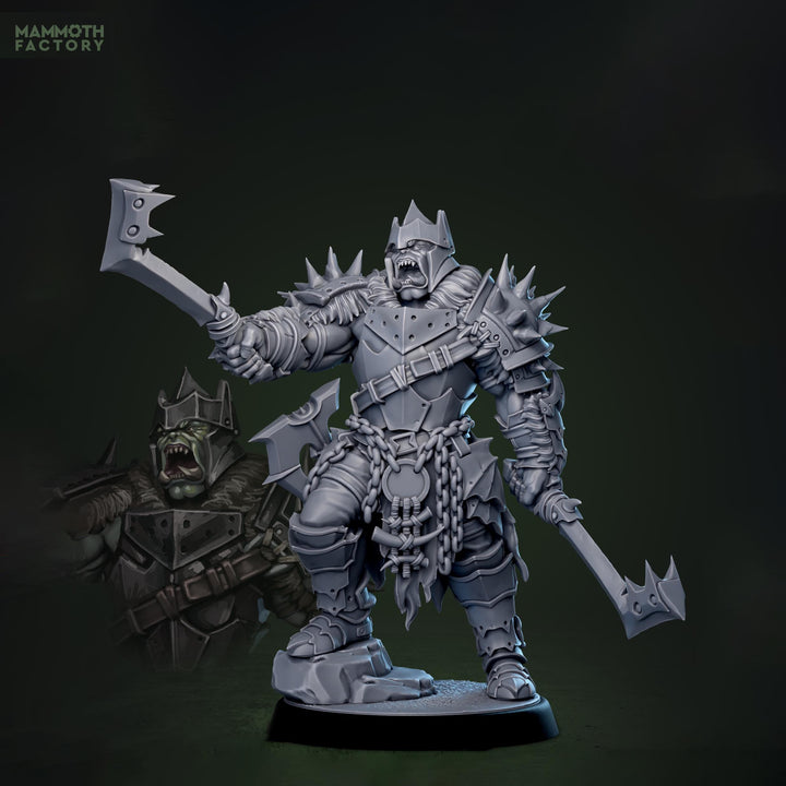 Orc Warlord Miniature with Axe | Armored Boss Fighter | DnD UNPAINTED Resin