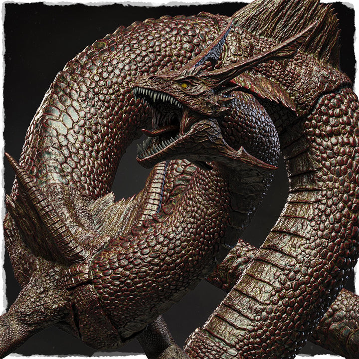 Serpentine Dragon Miniature | Eastern Sea Dragon Boss | DnD Pathfinder UNPAINTED