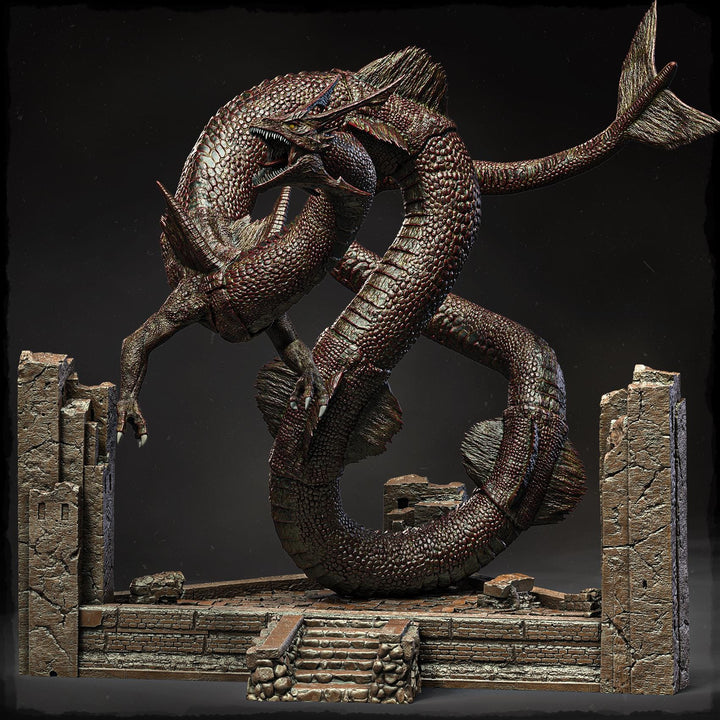 Serpentine Dragon Miniature | Eastern Sea Dragon Boss | DnD Pathfinder UNPAINTED