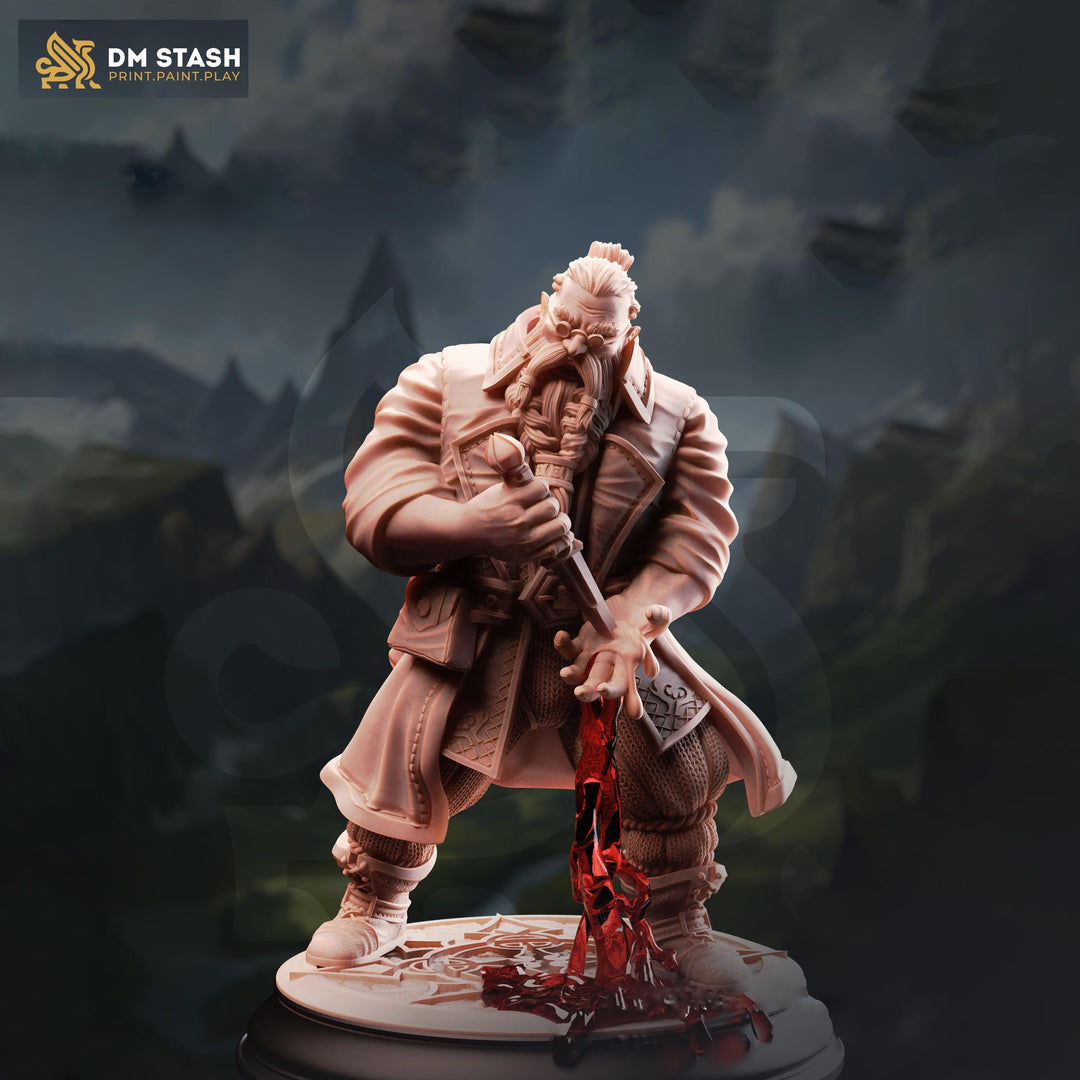 Dwarf Blood Mage Miniature | Hemomancer Wizard | DnD Pathfinder UNPAINTED Resin