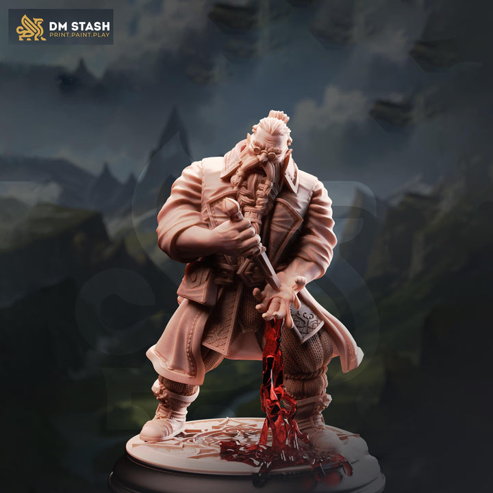 Dwarf Blood Mage Miniature | Hemomancer Wizard | DnD Pathfinder UNPAINTED Resin