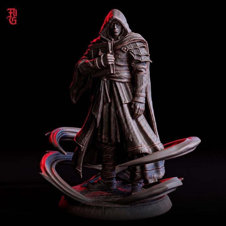 Hooded Warlock Miniature | Dark Scribe Necromancer | UNPAINTED Resin