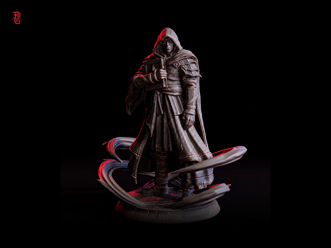 Hooded Warlock Miniature | Dark Scribe Necromancer | UNPAINTED Resin