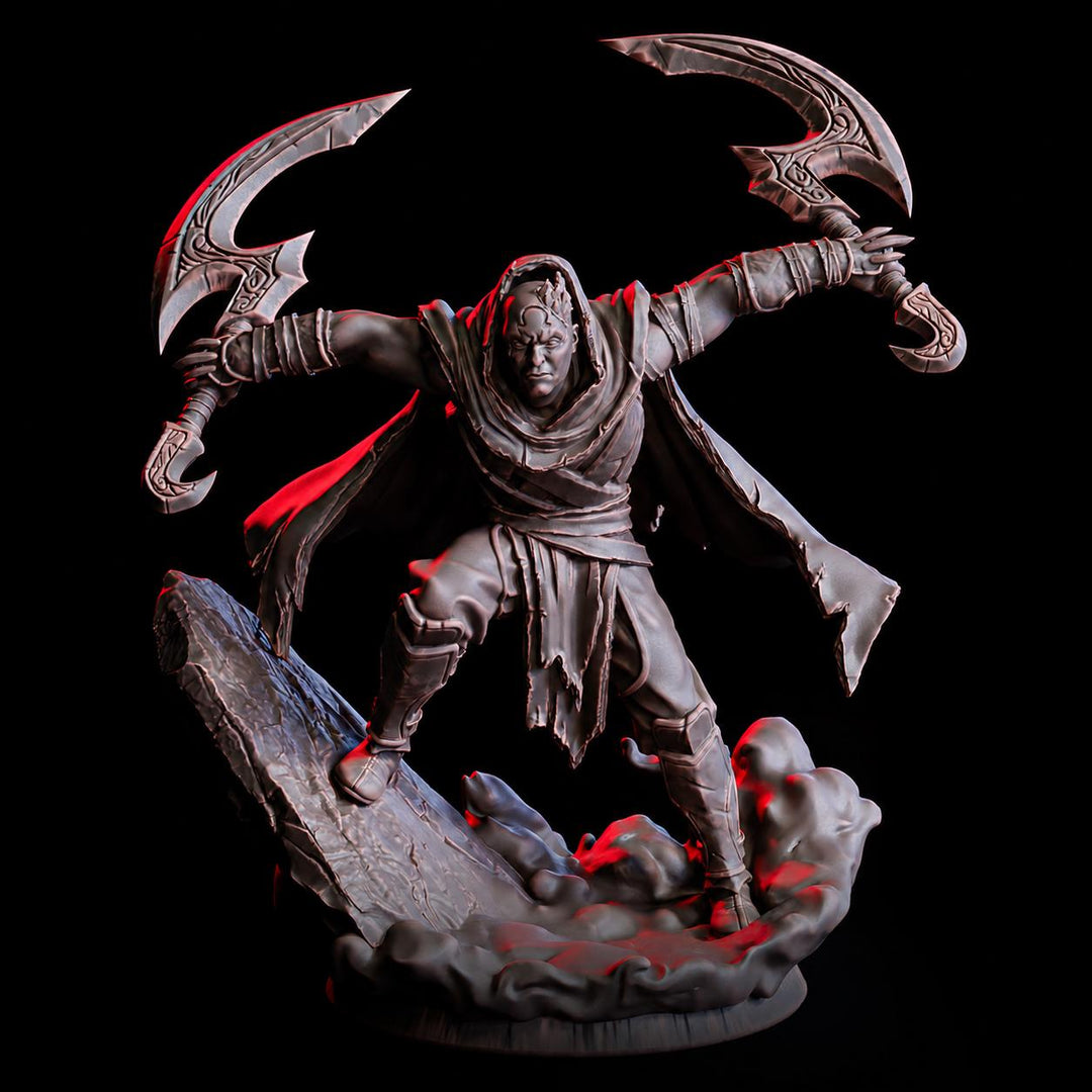 Human Rogue Assassin Miniature | Dual Scythe Soulblade PC NPC | UNPAINTED Resin