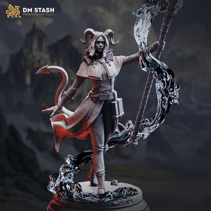 Tiefling Sorceress Miniature | Warlock Mage PC NPC | UNPAINTED Resin