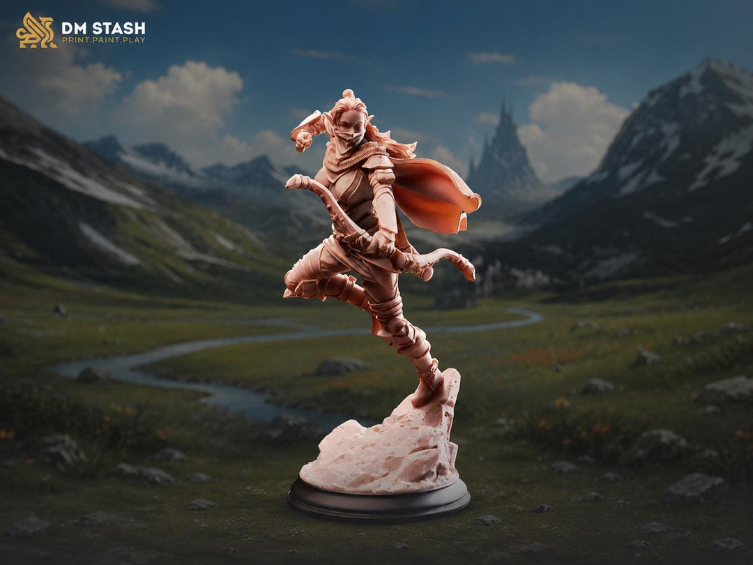 Female Elf Ranger Rogue Miniature | Demon Hunter Archer | UNPAINTED Resin