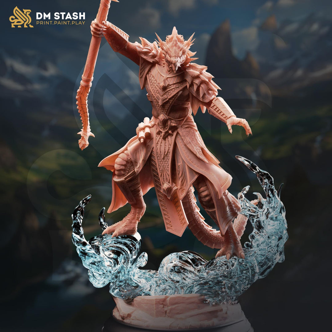 Dragonborn Storm Sorcerer Miniature | Draconic Caster PC NPC | DnD UNPAINTED Resin