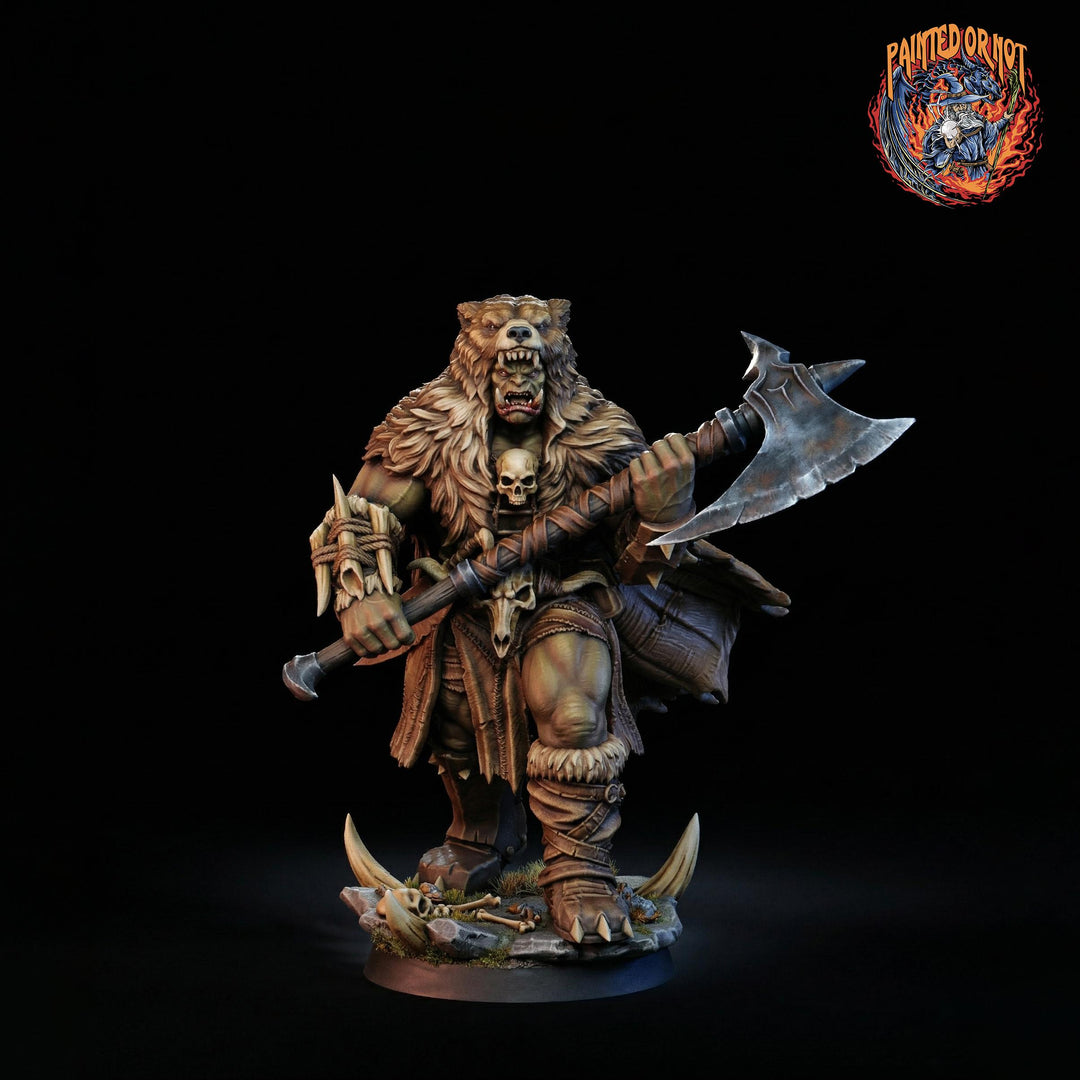 Half-Orc Barbarian, Fighter PC NPC, PaintedorNot Original Design Unpainted Mini | 5 Sizes /Scales