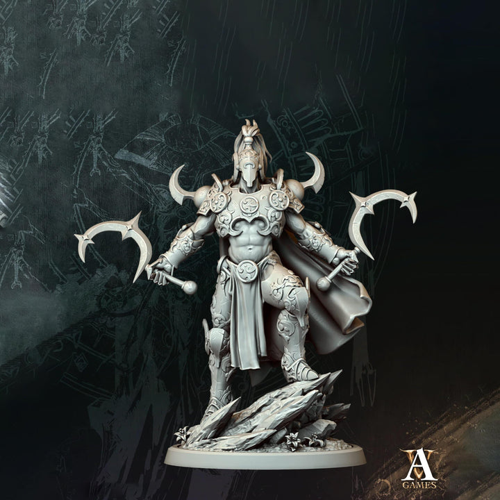 Dual Wield Fighter Miniature | Armored Gladiator Warrior | UNPAINTED Resin