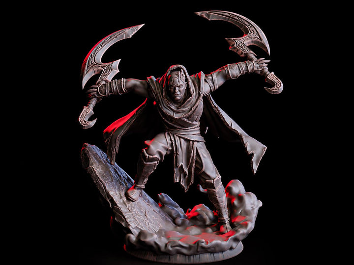 Human Rogue Assassin Miniature | Dual Scythe Soulblade PC NPC | UNPAINTED Resin
