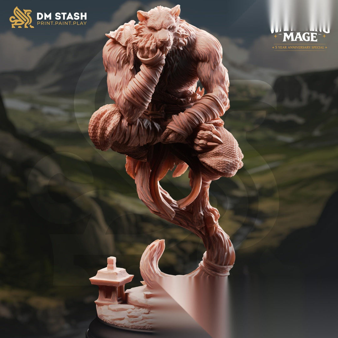 Tabaxi Monk Miniature | Catfolk Wanderer PC NPC | UNPAINTED Resin