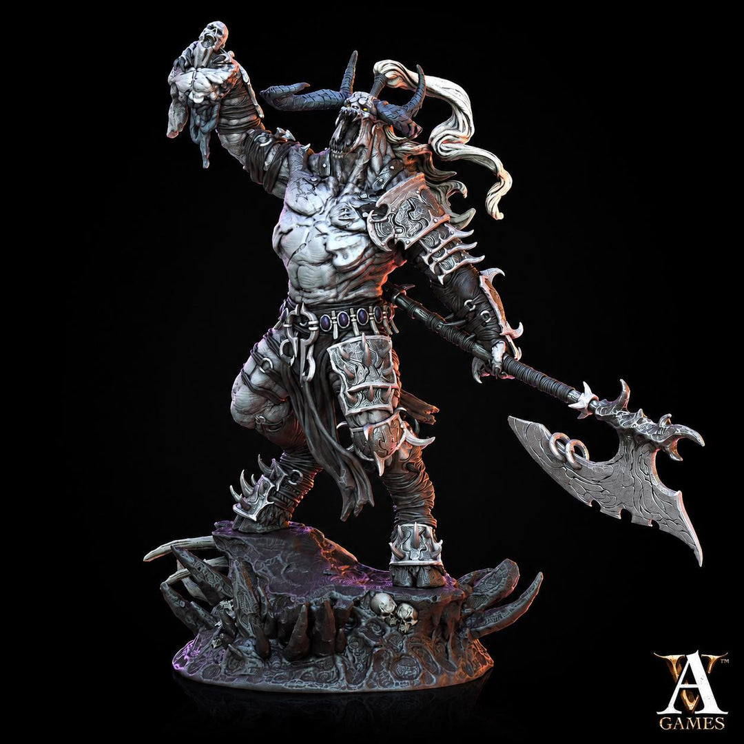 Horned Demon Lord Miniature | Fiend Boss Monster | UNPAINTED Resin