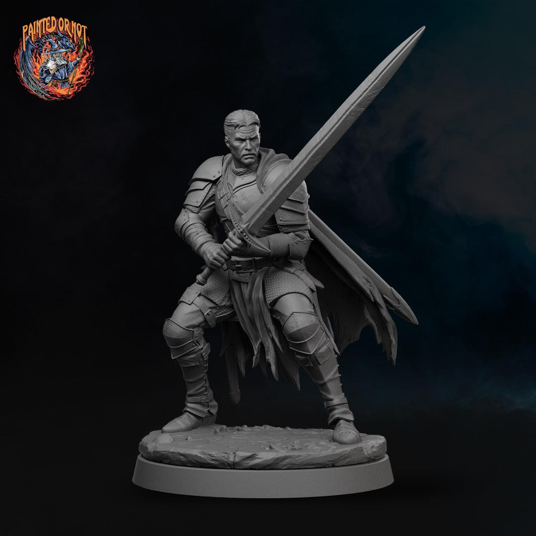 Human Fighter Unpainted Miniature, Aldric Greatsword Fighter, PaintedOrNot Original Resin Mini for DnD 5E