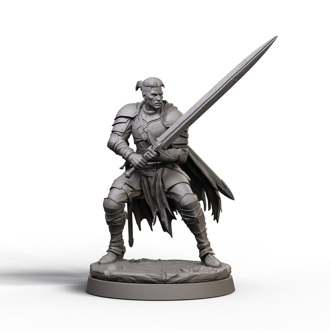 Human Fighter Unpainted Miniature, Aldric Greatsword Fighter, PaintedOrNot Original Resin Mini for DnD 5E