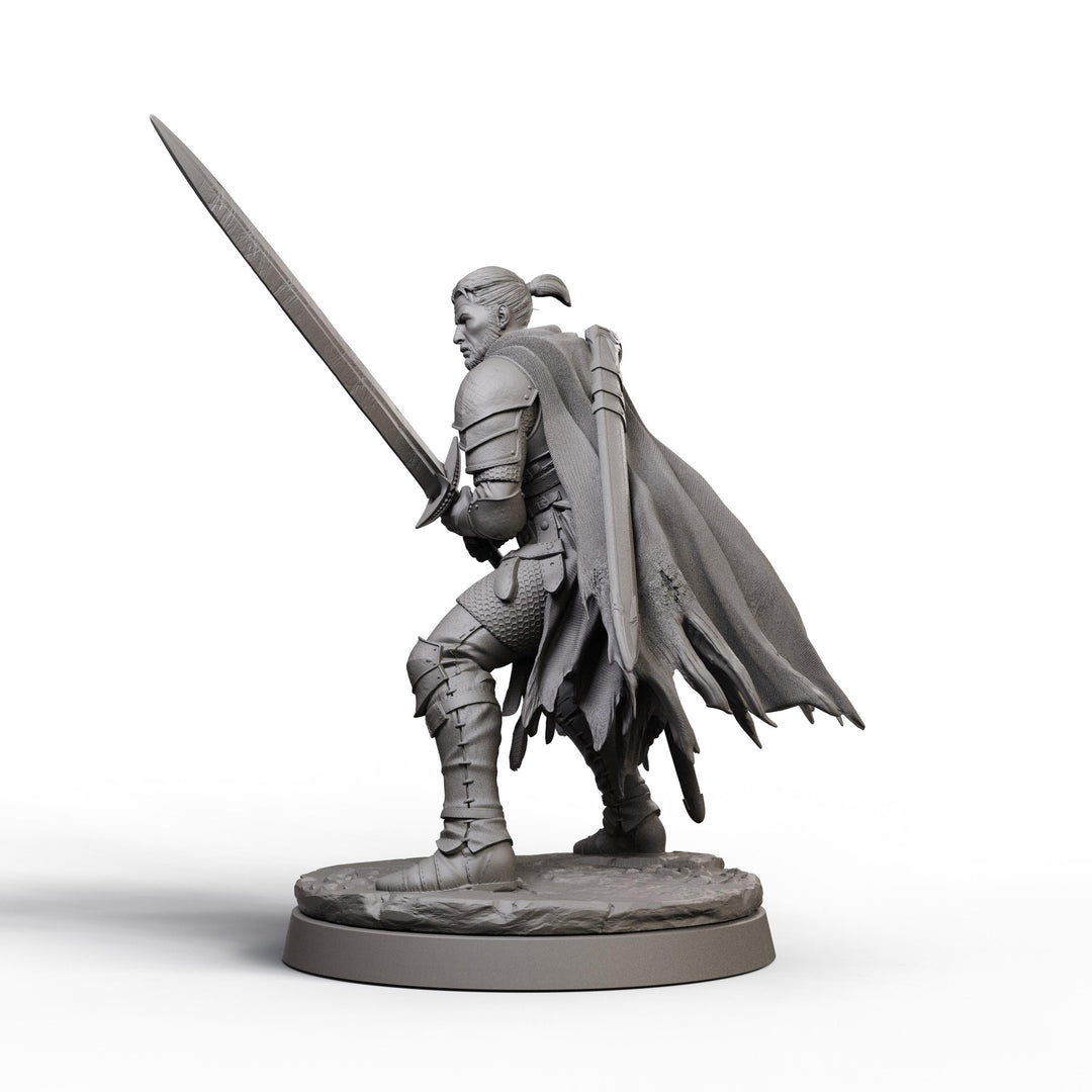 Human Fighter Unpainted Miniature, Aldric Greatsword Fighter, PaintedOrNot Original Resin Mini for DnD 5E
