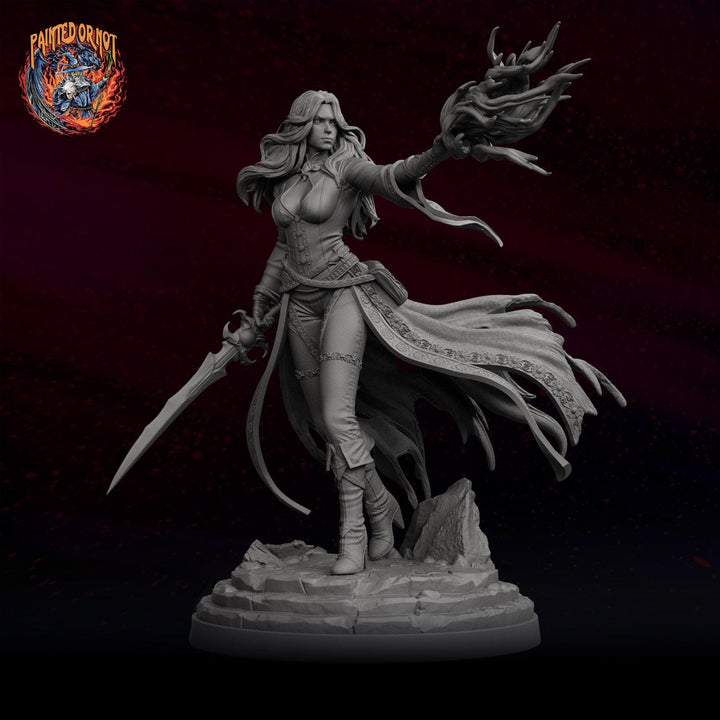 Female Warlock Unpainted Miniature, Malyra Eldritch Warlock, PaintedOrNot Original Resin Mini for DnD 5E