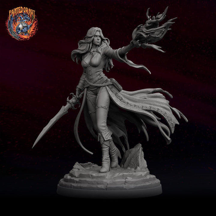 Malyra Eldritch Warlock STL | Female Tiefling Spellcaster Digital Mini for DnD 5E