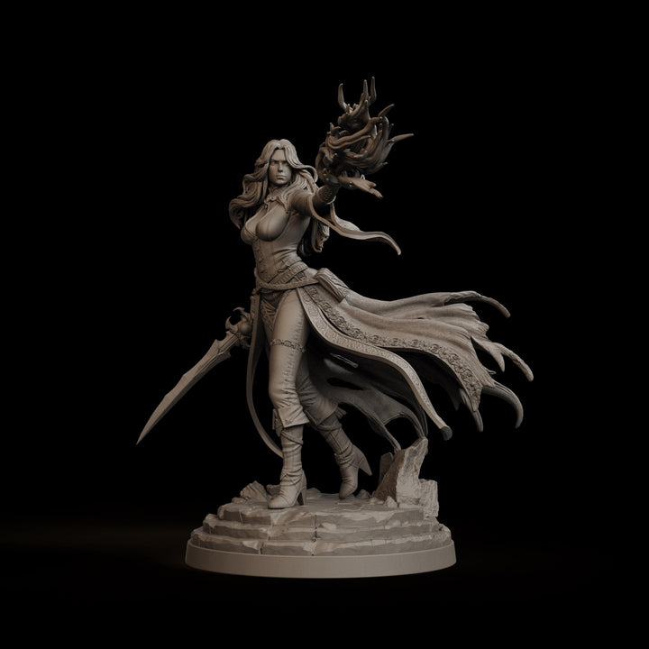 Female Warlock Unpainted Miniature, Malyra Eldritch Warlock, PaintedOrNot Original Resin Mini for DnD 5E