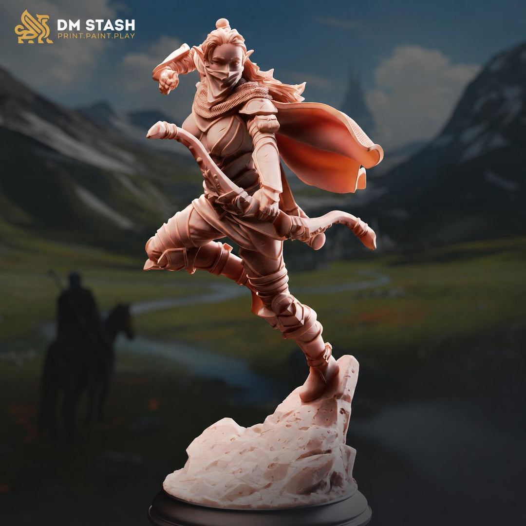 Female Elf Ranger Rogue Miniature | Demon Hunter Archer | UNPAINTED Resin