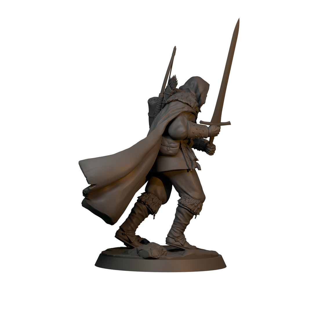 Human Ranger Unpainted Miniature, Torvin Sword Pose, PaintedOrNot Original Resin Mini for DnD 5E