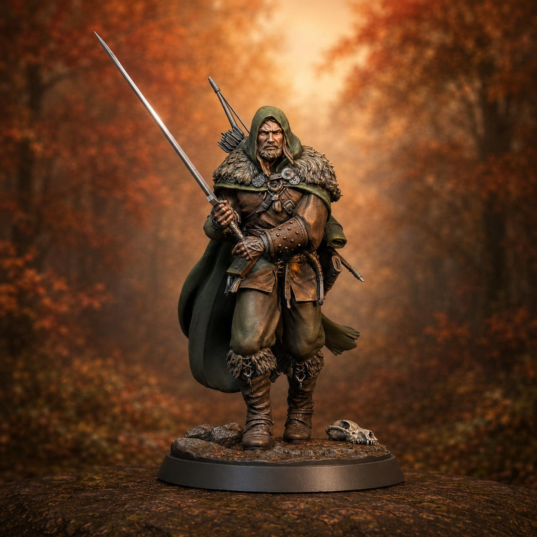 Human Ranger Unpainted Miniature, Torvin Sword Pose, PaintedOrNot Original Resin Mini for DnD 5E