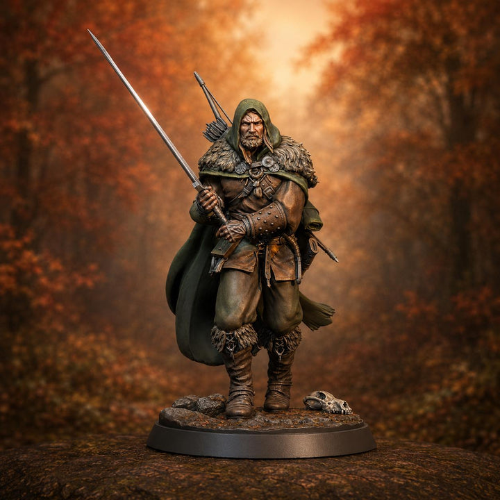 Human Ranger Unpainted Miniature, Torvin Sword Pose, PaintedOrNot Original Resin Mini for DnD 5E