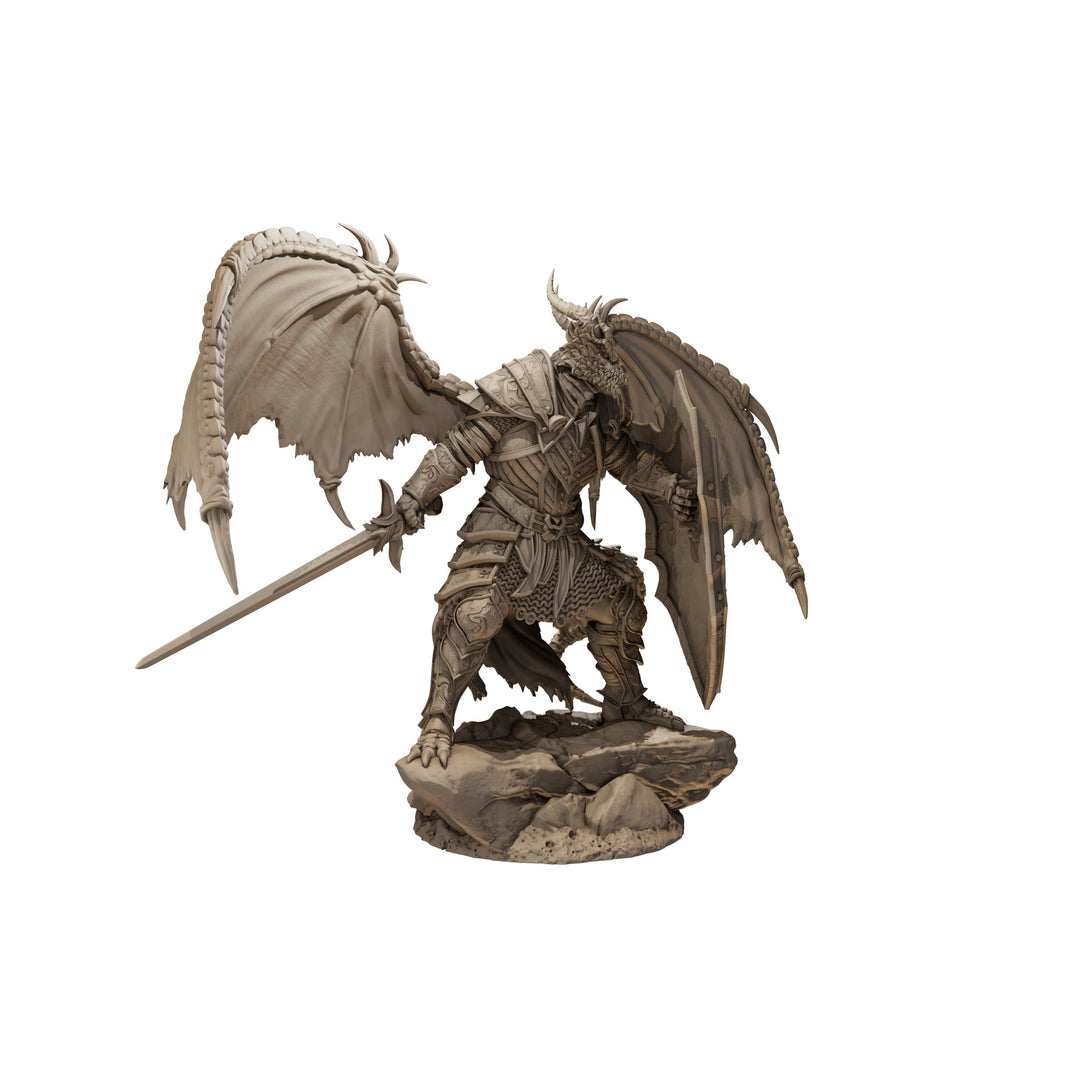 Winged Dragonborn Paladin STL, Zavorak Drakon Paladin, PaintedOrNot Original Digital Mini for DnD 5E