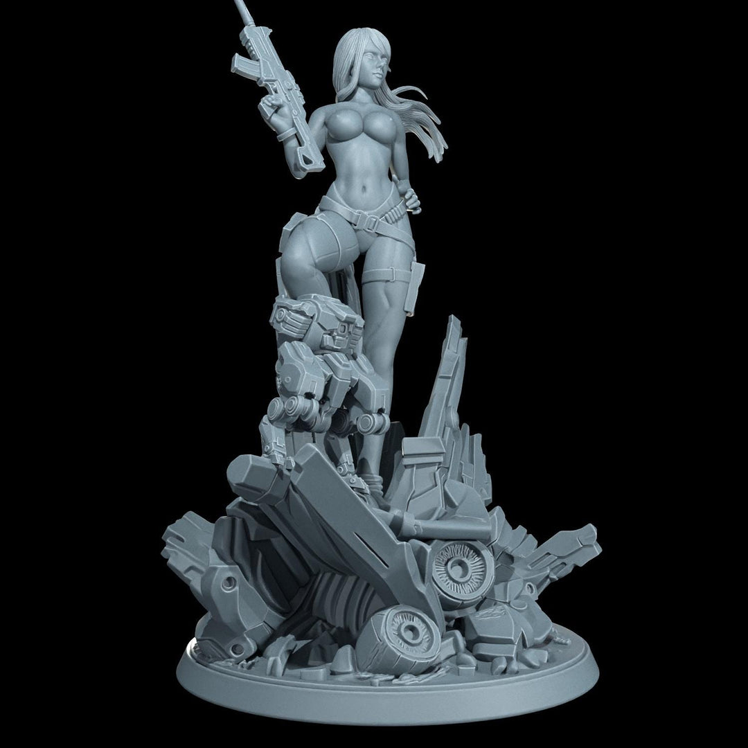 Cyber Stealth Operative Female Unpainted Mini Sci-Fi Starfinder Topless Nude NSFW