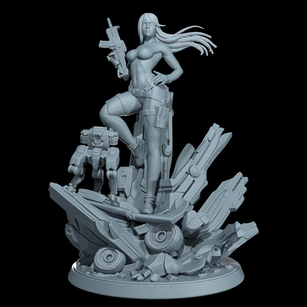 Cyber Stealth Operative Female Unpainted Mini Sci-Fi Starfinder Topless Nude NSFW