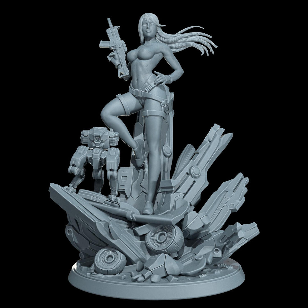 Cyber Stealth Operative Female Unpainted Mini Sci-Fi Starfinder Topless Nude NSFW