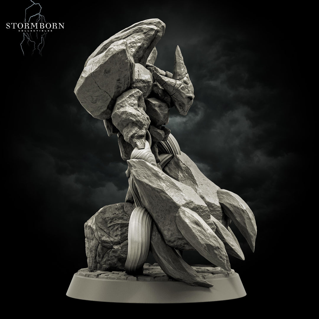 Earth Elemental Unpainted Miniature | Stone Golem Monster | Resin Boss for DnD Pathfinder