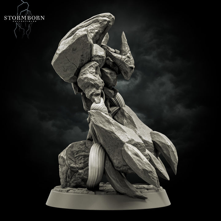 Earth Elemental Unpainted Miniature | Stone Golem Monster | Resin Boss for DnD Pathfinder