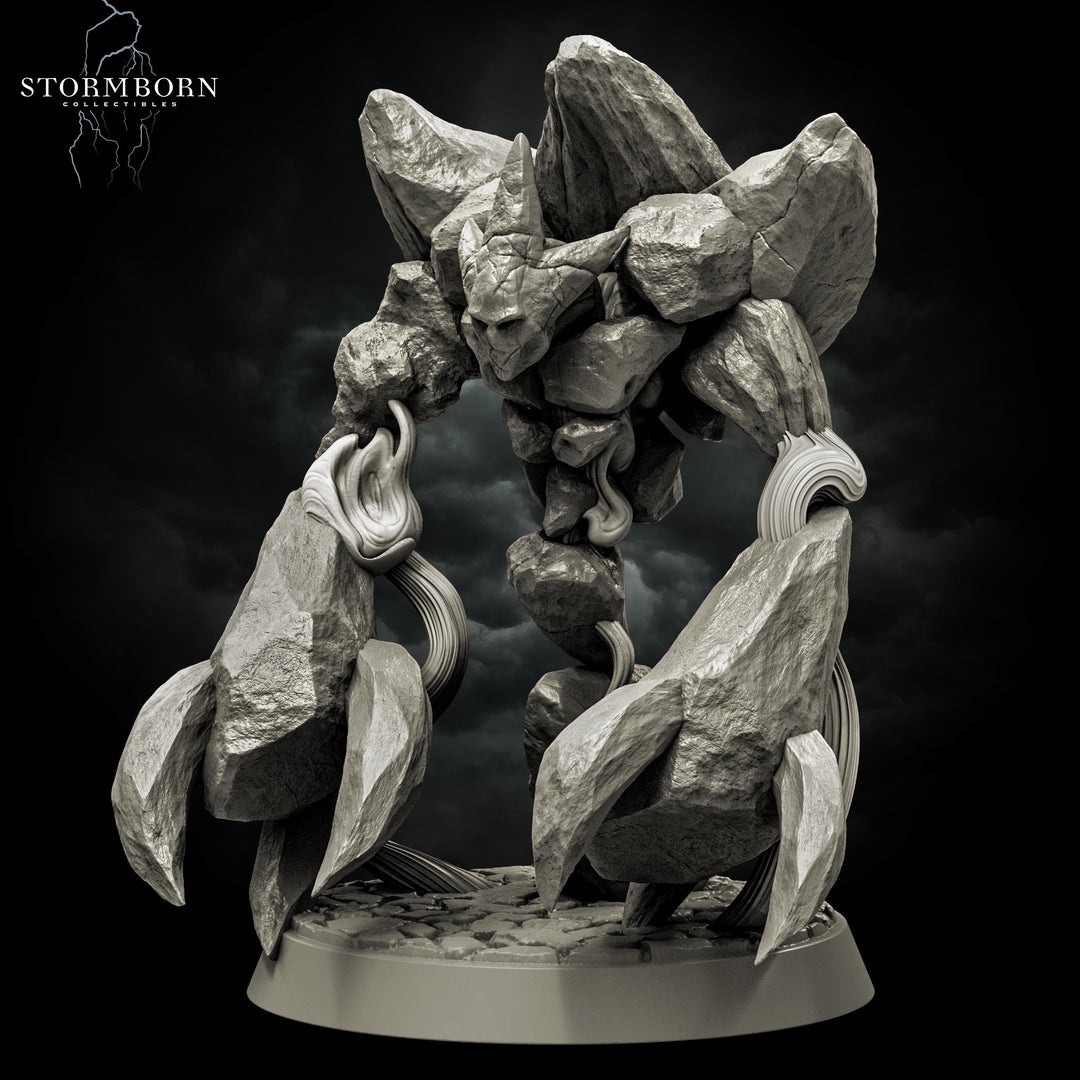 Earth Elemental Unpainted Miniature | Stone Golem Monster | Resin Boss for DnD Pathfinder