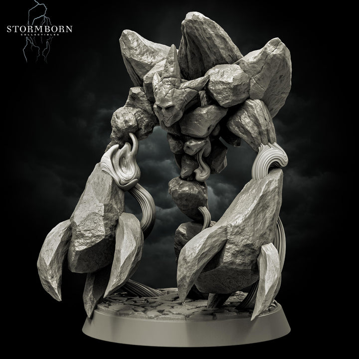 Earth Elemental Unpainted Miniature | Stone Golem Monster | Resin Boss for DnD Pathfinder