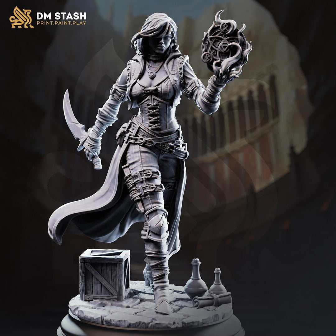 Female Arcane Trickster Rogue Miniature | Spell Thief Assassin | UNPAINTED Resin for DnD Pathfinder