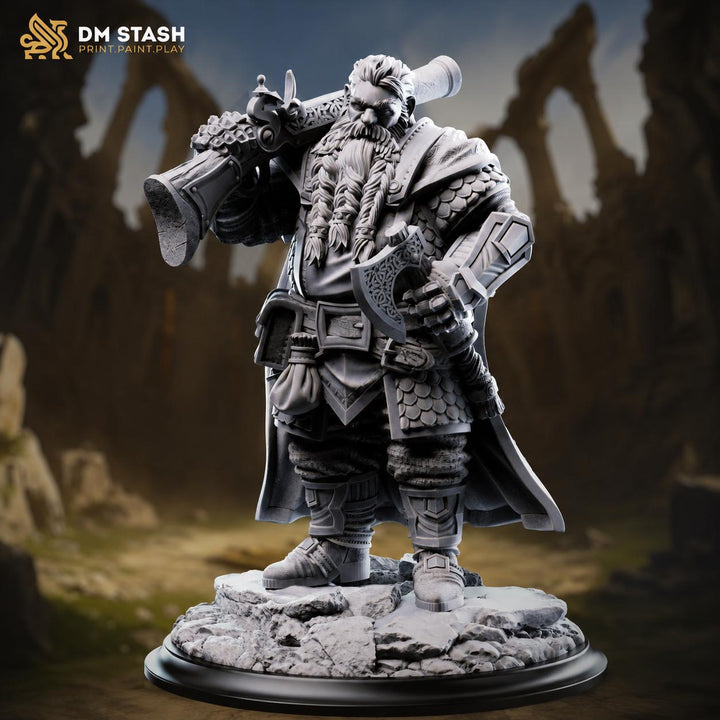 Dwarf Artillerist Miniature DnD Artificer Gunner | Dwarf Warrior UNPAINTED Resin