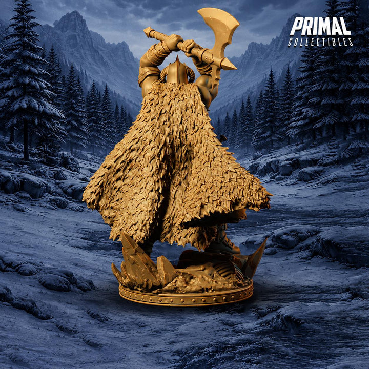Barbarian Knight Miniature | Doom Herald Axe Warrior | UNPAINTED Resin DnD Pathfinder