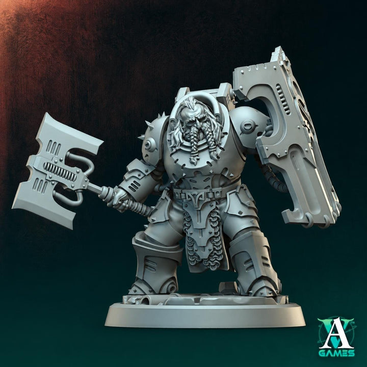 Sci-Fi Warrior Miniature | Heavy Axe Guard | UNPAINTED Resin RPG Wargame