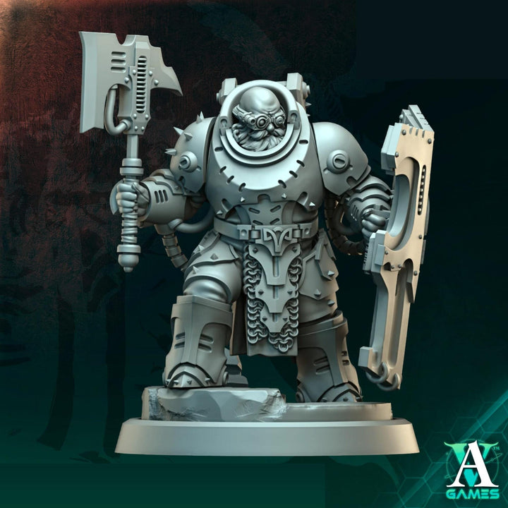 Sci-Fi Warrior Miniature | Shield Axe Soldier | UNPAINTED Resin RPG Wargame