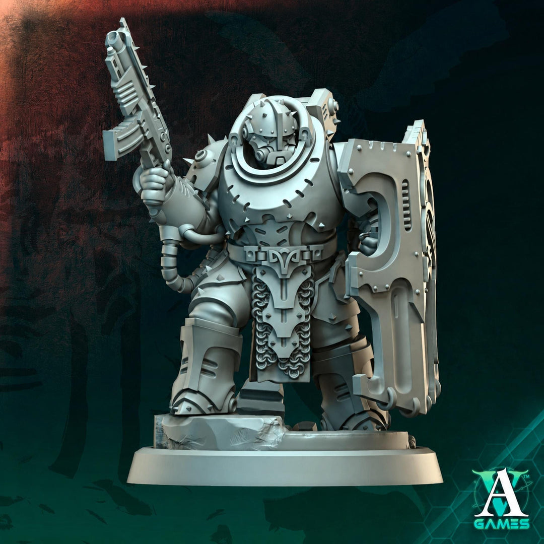 Sci-Fi Soldier Miniature | Shield Rifle Warrior | UNPAINTED Resin RPG Wargame