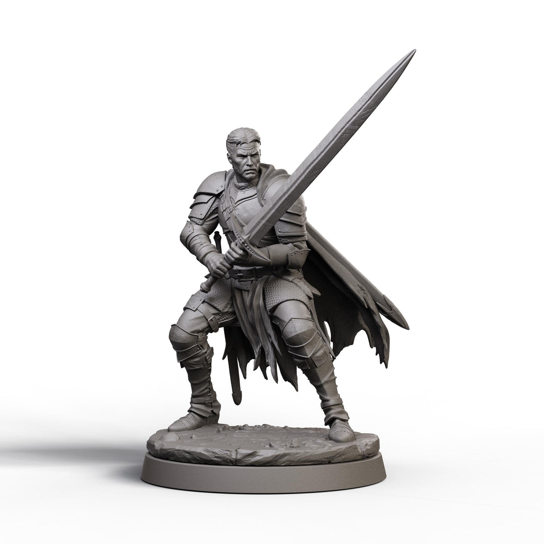 Human Fighter Unpainted Miniature, Aldric Greatsword Fighter, PaintedOrNot Original Resin Mini for DnD 5E