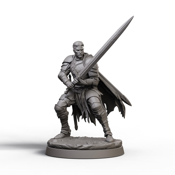 Human Fighter Unpainted Miniature, Aldric Greatsword Fighter, PaintedOrNot Original Resin Mini for DnD 5E