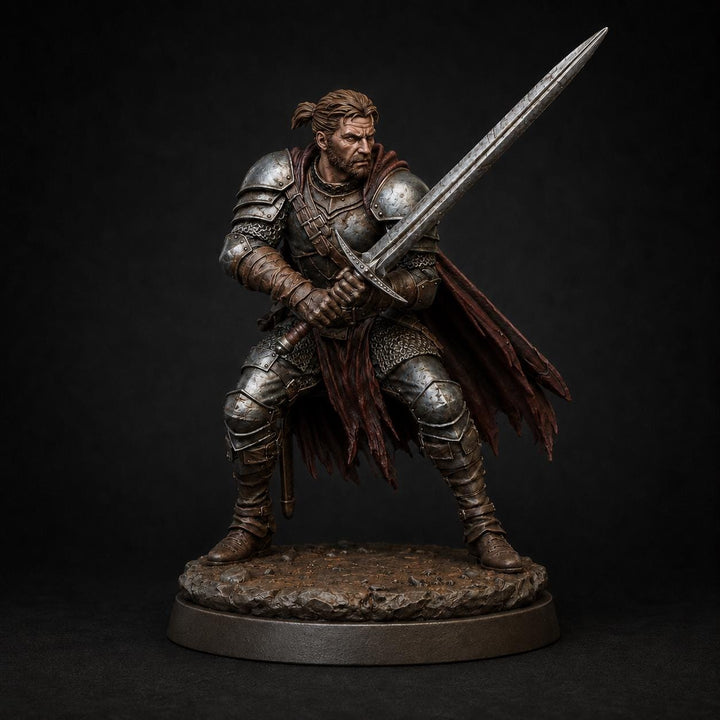 Human Fighter Unpainted Miniature, Aldric Greatsword Fighter, PaintedOrNot Original Resin Mini for DnD 5E