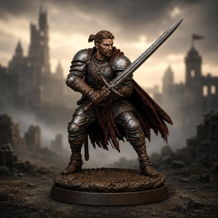 Human Fighter Unpainted Miniature, Aldric Greatsword Fighter, PaintedOrNot Original Resin Mini for DnD 5E