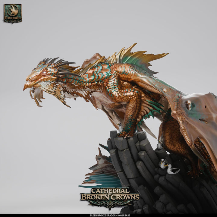 Elder Bronze Dragon Miniature | Gargantuan Dragon Boss | UNPAINTED Resin DnD Pathfinder