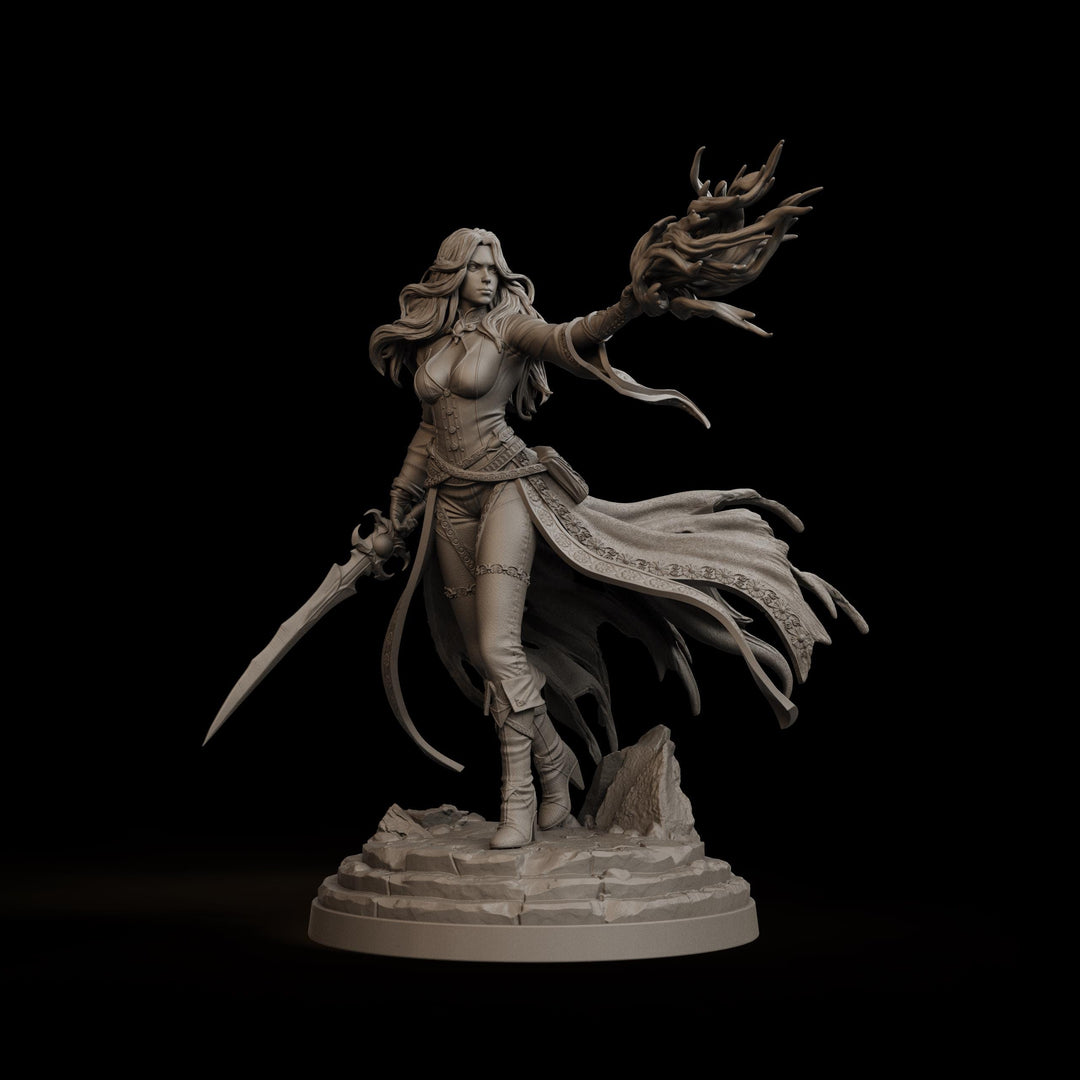 Female Warlock Unpainted Miniature, Malyra Eldritch Warlock, PaintedOrNot Original Resin Mini for DnD 5E