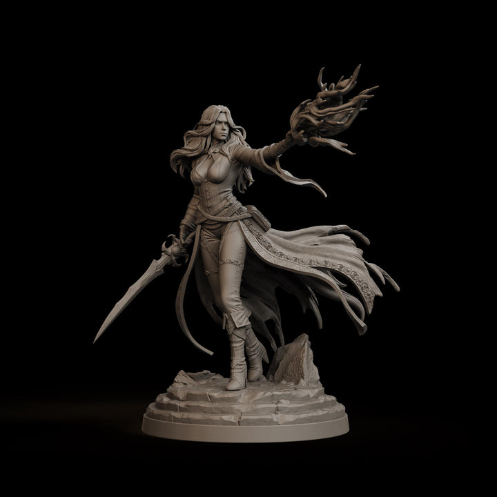 Female Warlock Unpainted Miniature, Malyra Eldritch Warlock, PaintedOrNot Original Resin Mini for DnD 5E