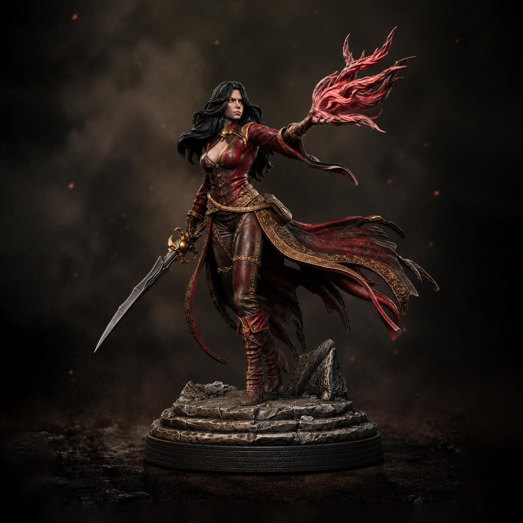 Malyra Eldritch Warlock STL | Female Tiefling Spellcaster Digital Mini for DnD 5E