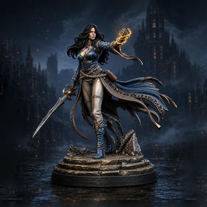 Female Warlock Unpainted Miniature, Malyra Pactblade Warlock, PaintedOrNot Original Resin Mini for DnD 5E