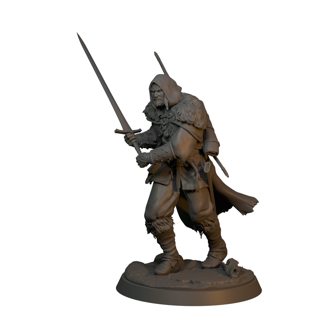 Human Ranger Unpainted Miniature, Torvin Sword Pose, PaintedOrNot Original Resin Mini for DnD 5E